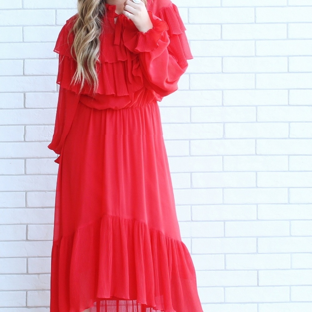 Red Ruffle Prom Dress
